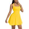imageMilumia Womens Striped Halter Mini Dress A Line Flared Sleeveless Summer DressesYellow