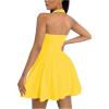 imageMilumia Womens Striped Halter Mini Dress A Line Flared Sleeveless Summer DressesYellow