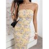 imageMilumia Womens Summer Disty Floral Bodycon Maxi Dress Strapless Tube Top Long Dresses Wedding Guest PartyBlue and Yellow