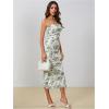 imageMilumia Womens Summer Disty Floral Bodycon Maxi Dress Strapless Tube Top Long Dresses Wedding Guest PartyDark Green