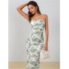 imageMilumia Womens Summer Disty Floral Bodycon Maxi Dress Strapless Tube Top Long Dresses Wedding Guest PartyDark Green