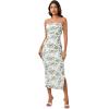 imageMilumia Womens Summer Disty Floral Bodycon Maxi Dress Strapless Tube Top Long Dresses Wedding Guest PartyDark Green