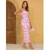 imageMilumia Womens Summer Disty Floral Bodycon Maxi Dress Strapless Tube Top Long Dresses Wedding Guest PartyFloral Pink and White