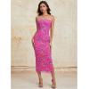 imageMilumia Womens Summer Disty Floral Bodycon Maxi Dress Strapless Tube Top Long Dresses Wedding Guest PartyHot Pink