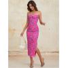 imageMilumia Womens Summer Disty Floral Bodycon Maxi Dress Strapless Tube Top Long Dresses Wedding Guest PartyHot Pink