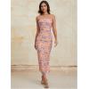 imageMilumia Womens Summer Disty Floral Bodycon Maxi Dress Strapless Tube Top Long Dresses Wedding Guest PartyOrange and Blue