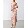 imageMilumia Womens Summer Disty Floral Bodycon Maxi Dress Strapless Tube Top Long Dresses Wedding Guest PartyPink and White