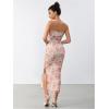 imageMilumia Womens Summer Disty Floral Bodycon Maxi Dress Strapless Tube Top Long Dresses Wedding Guest PartyPink and White