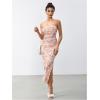 imageMilumia Womens Summer Disty Floral Bodycon Maxi Dress Strapless Tube Top Long Dresses Wedding Guest PartyPink and White