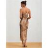 imageMilumia Womens Summer Strapeless Tube Top Dresses Side Slit Ruched Bodycon Maxi Dress VacationAll Brown