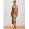 imageMilumia Womens Summer Strapeless Tube Top Dresses Side Slit Ruched Bodycon Maxi Dress VacationAll Brown