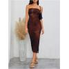 imageMilumia Womens Summer Strapeless Tube Top Dresses Side Slit Ruched Bodycon Maxi Dress VacationBrown and Red