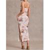 imageMilumia Womens Summer Strapeless Tube Top Dresses Side Slit Ruched Bodycon Maxi Dress VacationMix Pink