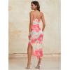 imageMilumia Womens Summer Strapeless Tube Top Dresses Side Slit Ruched Bodycon Maxi Dress VacationPink Light Blue