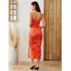 imageMilumia Womens Summer Strapeless Tube Top Dresses Side Slit Ruched Bodycon Maxi Dress VacationPink and Orange