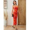 imageMilumia Womens Summer Strapeless Tube Top Dresses Side Slit Ruched Bodycon Maxi Dress VacationPink and Orange