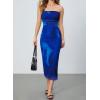 imageMilumia Womens Summer Strapeless Tube Top Dresses Side Slit Ruched Bodycon Maxi Dress VacationRoyal Blue