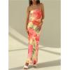 imageMilumia Womens Summer Strapeless Tube Top Dresses Side Slit Ruched Bodycon Maxi Dress VacationYellow and Pink