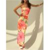 imageMilumia Womens Summer Strapeless Tube Top Dresses Side Slit Ruched Bodycon Maxi Dress VacationYellow and Pink