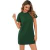 imageMilumia Women Casual Short T Shirt Dress Short Sleeve Straight Mini Tee Shirt DressDark Green