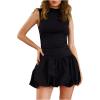imageMilumia Womens Bubble Mini Dress Mock Neck Sleeveless Balletcore Puffy Short Party DressesBlack