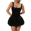 imageMilumia Womens Square Neck Sleeveless Ruffled Bubble Mini Tank DressBlack