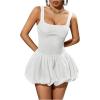 imageMilumia Womens Square Neck Sleeveless Ruffled Bubble Mini Tank DressWhite