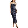imageMilumia Womens Summer Disty Floral Bodycon Maxi Dress Strapless Tube Top Long Dresses Wedding Guest PartyFloral Blue and Black