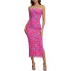 imageMilumia Womens Summer Disty Floral Bodycon Maxi Dress Strapless Tube Top Long Dresses Wedding Guest PartyHot Pink