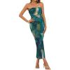 imageMilumia Womens Summer Strapeless Tube Top Dresses Side Slit Ruched Bodycon Maxi Dress VacationAll Green Mix