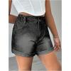 imageMilumia Girls Zipper Fly Washed Straight Leg Denim Jeans Shorts with PocketsBlack