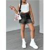 imageMilumia Girls Zipper Fly Washed Straight Leg Denim Jeans Shorts with PocketsBlack