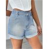 imageMilumia Girls Zipper Fly Washed Straight Leg Denim Jeans Shorts with PocketsLight Blue