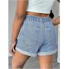 imageMilumia Girls Zipper Fly Washed Straight Leg Denim Jeans Shorts with PocketsLight Blue