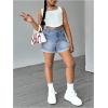 imageMilumia Girls Zipper Fly Washed Straight Leg Denim Jeans Shorts with PocketsLight Blue