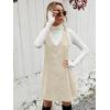 imageMilumia Women V Neck Corduroy Pinafore Overall Mini Dress Jumper DressApricot Solid