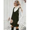 imageMilumia Women V Neck Corduroy Pinafore Overall Mini Dress Jumper DressArmy Green