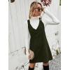 imageMilumia Women V Neck Corduroy Pinafore Overall Mini Dress Jumper DressArmy Green