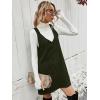imageMilumia Women V Neck Corduroy Pinafore Overall Mini Dress Jumper DressArmy Green