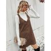 imageMilumia Women V Neck Corduroy Pinafore Overall Mini Dress Jumper DressBrown