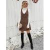 imageMilumia Women V Neck Corduroy Pinafore Overall Mini Dress Jumper DressBrown