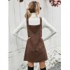 imageMilumia Women V Neck Corduroy Pinafore Overall Mini Dress Jumper DressBrown