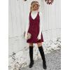 imageMilumia Women V Neck Corduroy Pinafore Overall Mini Dress Jumper DressBurgundy