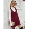 imageMilumia Women V Neck Corduroy Pinafore Overall Mini Dress Jumper DressBurgundy
