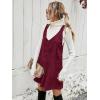 imageMilumia Women V Neck Corduroy Pinafore Overall Mini Dress Jumper DressBurgundy