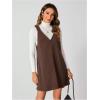 imageMilumia Women V Neck Corduroy Pinafore Overall Mini Dress Jumper DressChocolate Brown