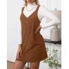 imageMilumia Women V Neck Corduroy Pinafore Overall Mini Dress Jumper DressCoffee