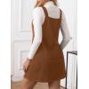 imageMilumia Women V Neck Corduroy Pinafore Overall Mini Dress Jumper DressCoffee