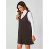imageMilumia Women V Neck Corduroy Pinafore Overall Mini Dress Jumper DressDeep Brown
