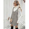 imageMilumia Women V Neck Corduroy Pinafore Overall Mini Dress Jumper DressLight Grey Plain